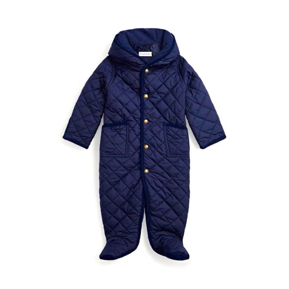 Ralph Lauren  Hooded Barn Bunting  3 Months Navy Fleece Lined Snap